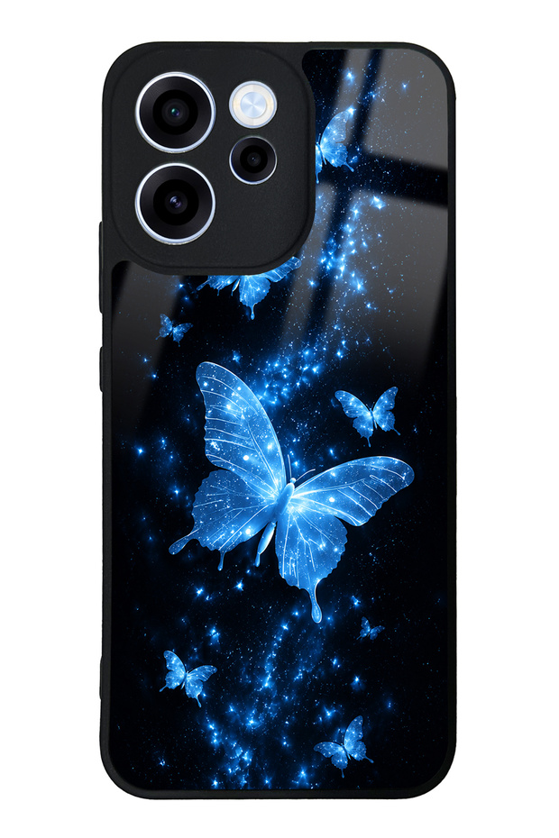 Oppo Reno 15F Blue Galaxy Butterfly Design Glossy Phone Case