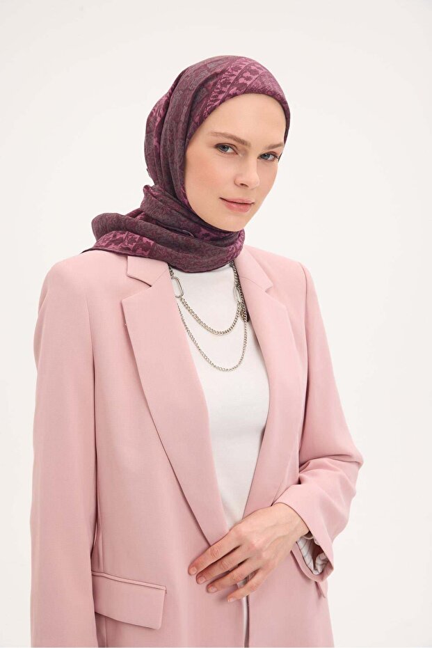 وشاح تينسل مونار بنمط عثماني بلون البرقوق 90×90