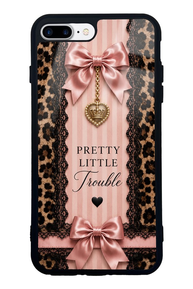 iPhone 7 Plus - 8 Plus Glossy Phone Case with Pretty Leopard Bow Design