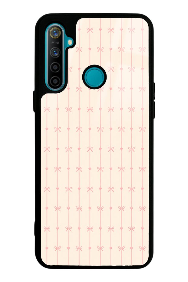 Realme 5I Glossy Phone Case with Cream Coquette Pattern Design
