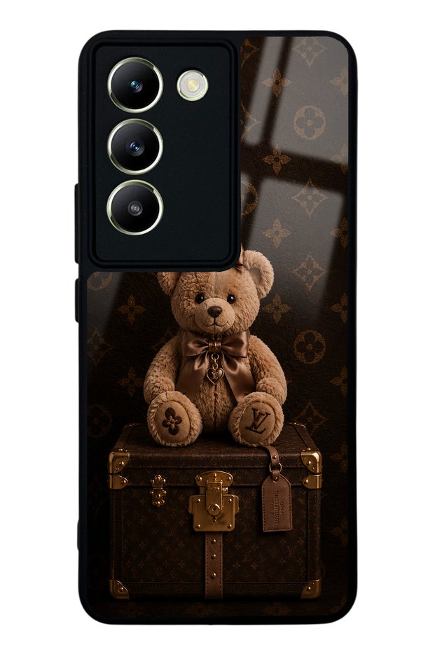 Vivo V30 Lite Luxury Brown Teddy Design Glossy Phone Case