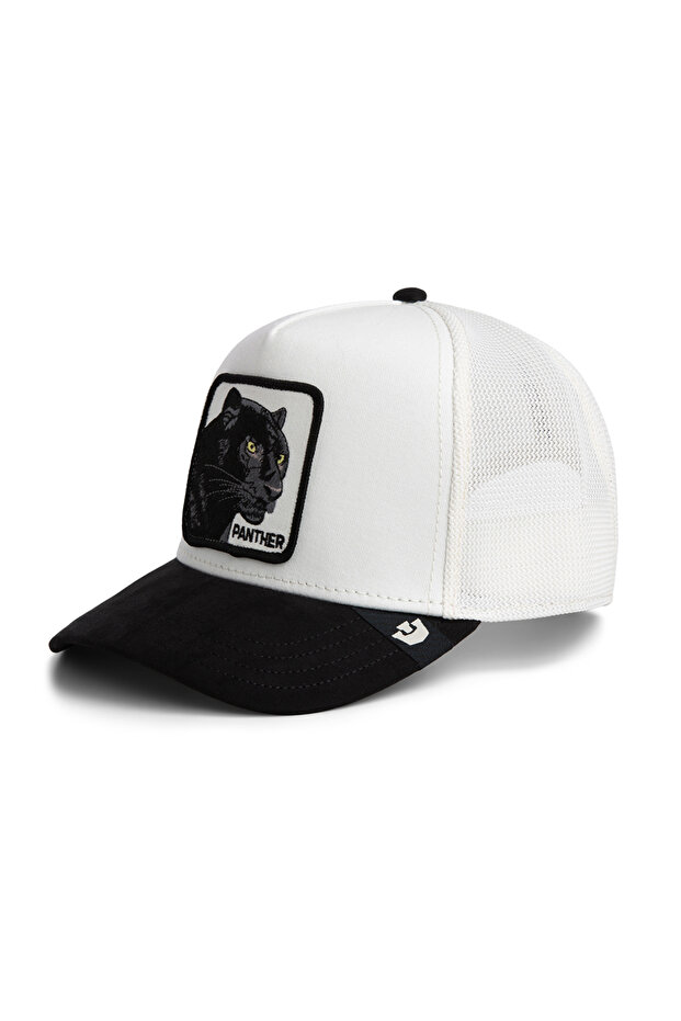. Suede Black Panther Trucker Cap