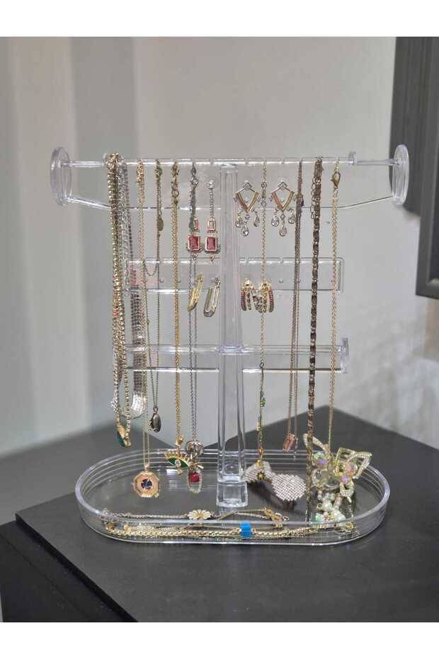 Jewelry Organizer with Stand Compartments Transparent