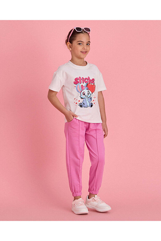 Girls White And Pink Placement 2 Piece Set