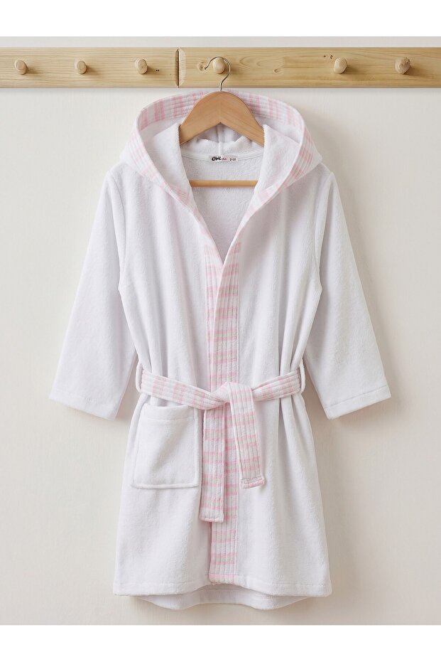 Striped Bathrobe for Ages 2-10 - Off-White
