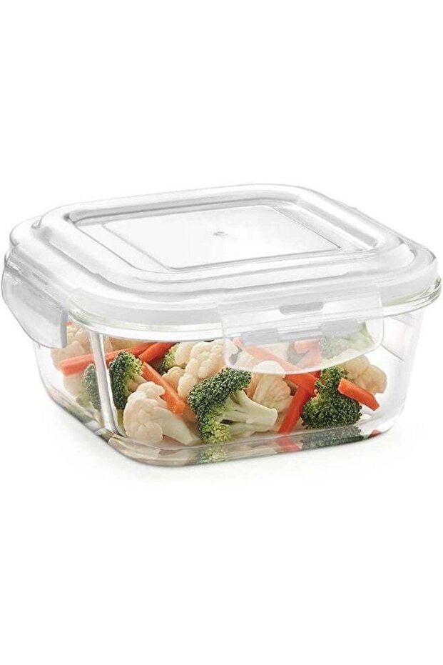 Klip-N-Store Square Glass Storage Container With Air Tight Lid Food Storage Container Microwave Safe Container 520 ml