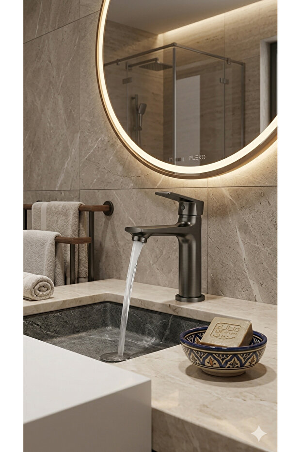 ANTRASİT ALFA LAVABO BATARYASI