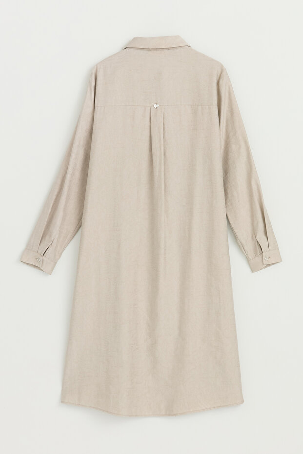 Plus Size Lyocell Tunic with Pockets - Stone - 3