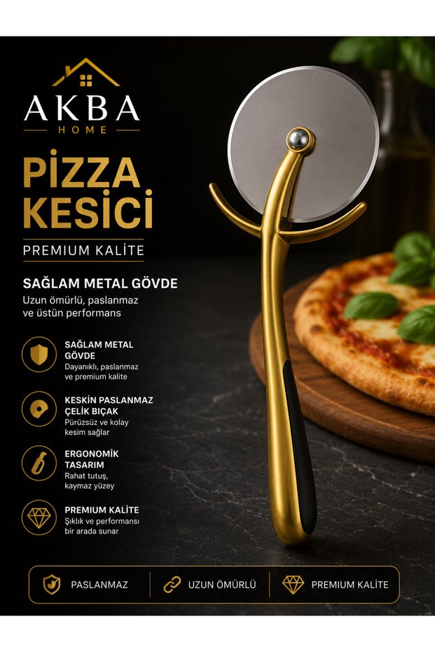 Pizza Cutter Metal Body Stainless Steel Dough Cutter Round Blade Pita Pastry Cutter