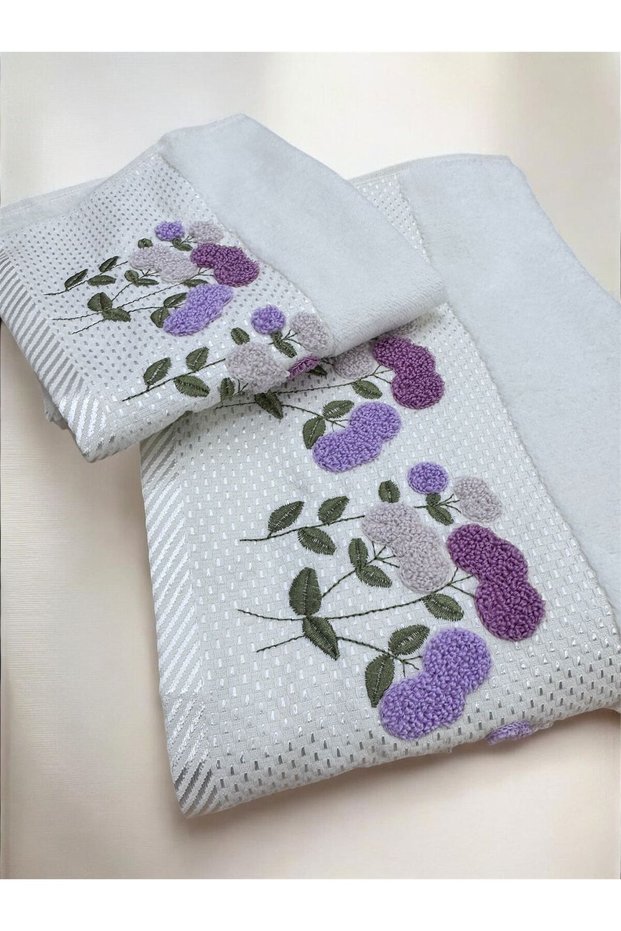 Punch Embroidered Mother-Daughter Towel Set, Dowry Gift, Daily Towel