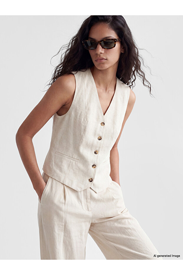 Nevavm Women's Classic Vest with Linen Blend with a Difference