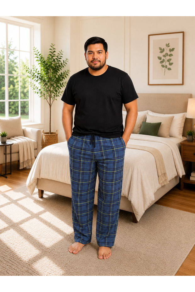 Men's 100% Natural Cotton Large Size High Quality Battal Pajama Set