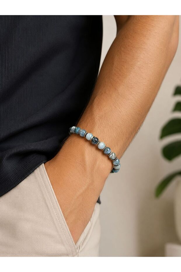 Natural stone detailed men's bracelet