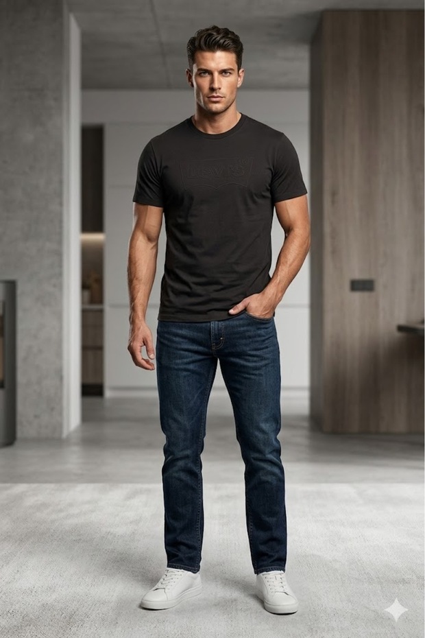 Men's Black T-Shirt Standard Fit Cotton