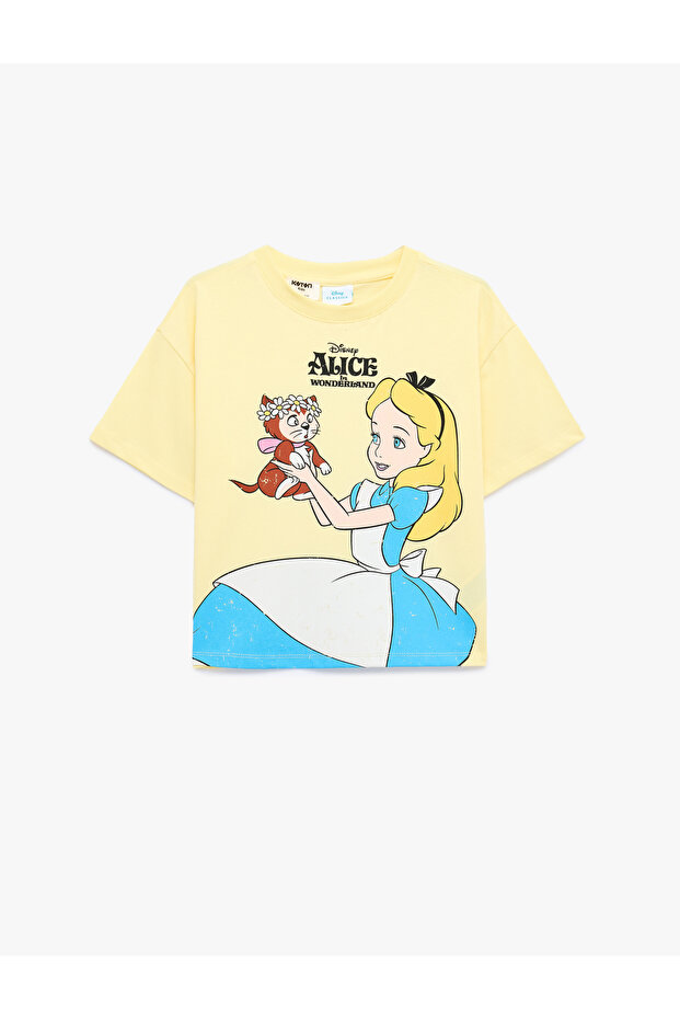 تي شيرت قطني بأكمام قصيرة وياقة دائرية مطبوع عليه Alice