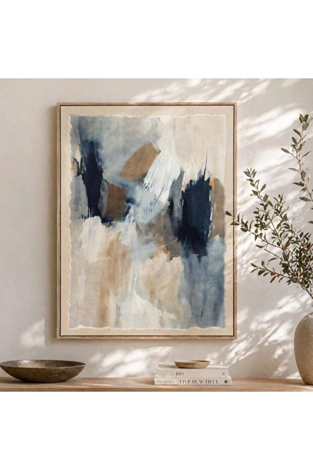 Tavior Textured Canvas Wall Art 75x100cm - Blue