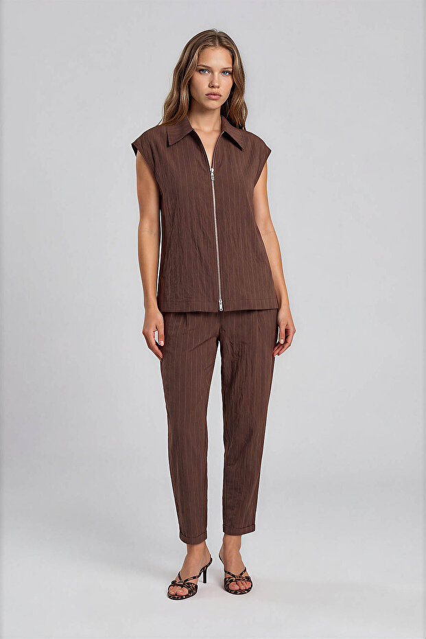 Patterned Elastic Waist Trousers - 2