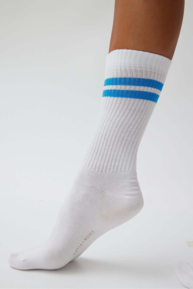 Striped Socket Socks Blue - 2