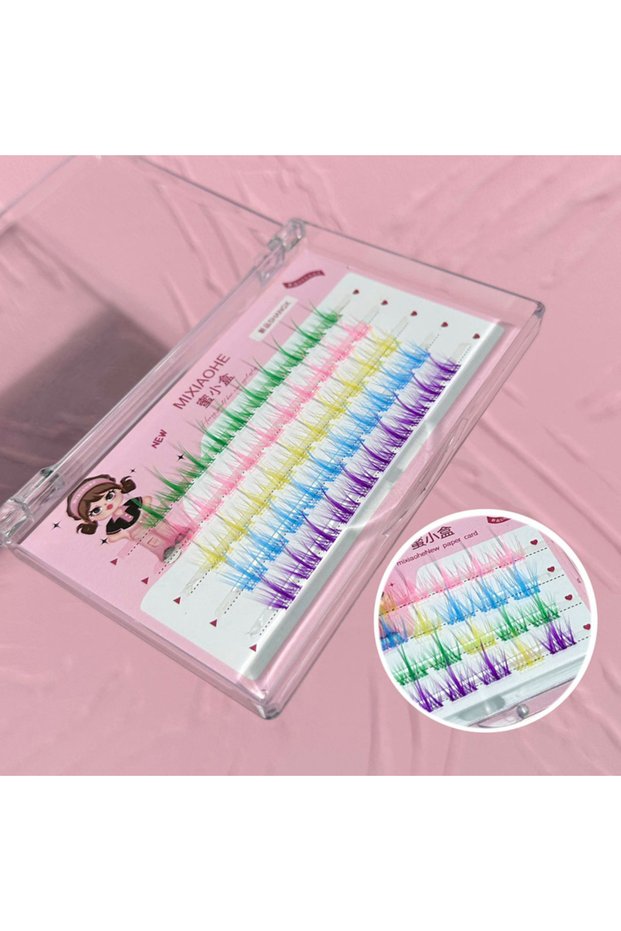 01 Mixiaohe Fantasy Princess Colored Eyelashes Mixed Shades DIY Clusters Cosplay Party Festival Make