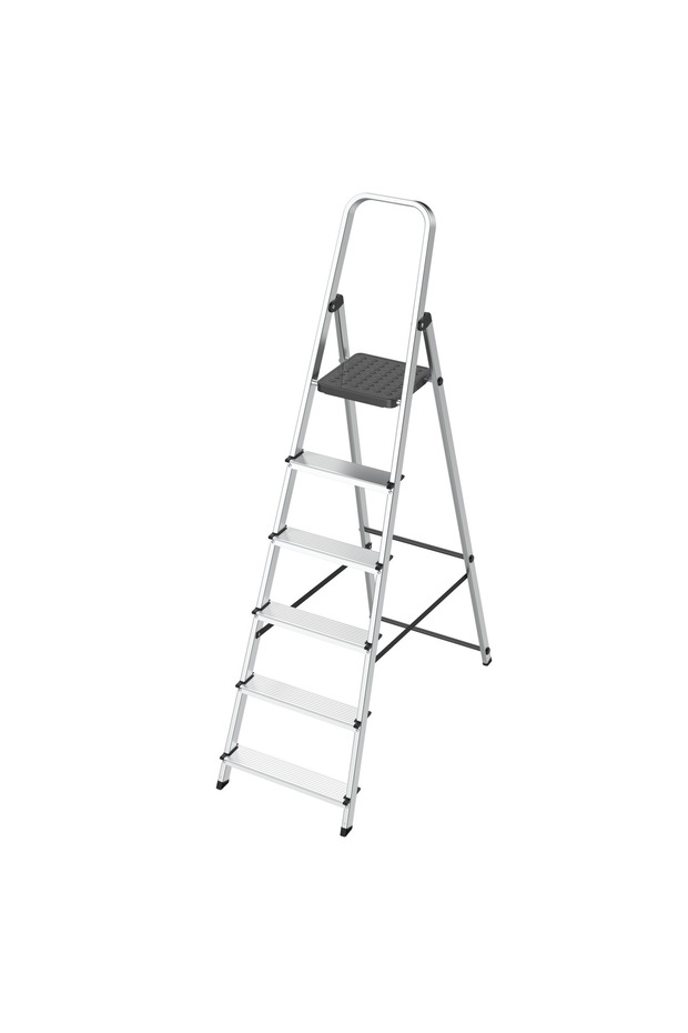 LIBERTI 6-Step Aluminium Folding Ladder with Safety Handle, EN 131 Certified Heavy Duty Step Ladder, 150kg Load Capacity, Wide Anti-Slip Steps, Foldable Space-Saving Ladder for Home & Professional Use