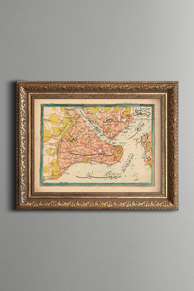 خريطة اسطنبول 1909 - لوحة بنمط عتيق - نموذج سميك