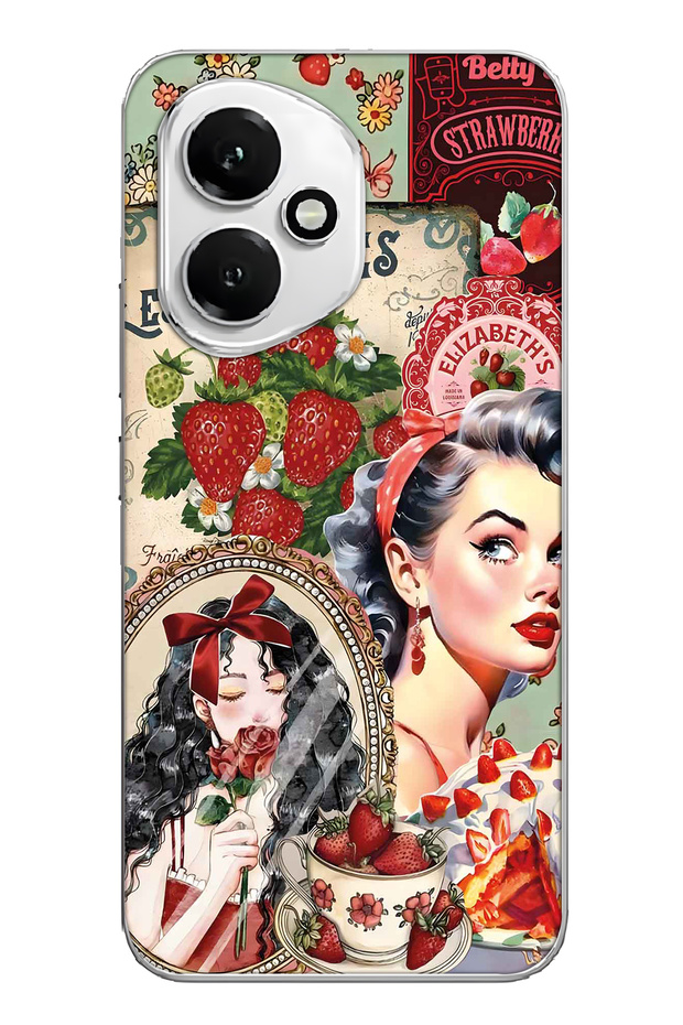 Honor 400 Compatible Retro Women's Collage Patterned Transparent Phone Case