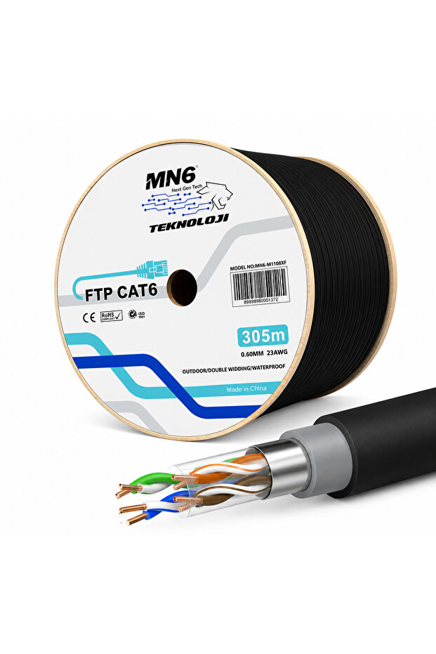 M108Xf Cat6 Ftp Ethernet Cable 305 Meters Outdoor Uv-Protected Double Layer Pe+Pvc Anti-Interference 23Awg 0.60mm