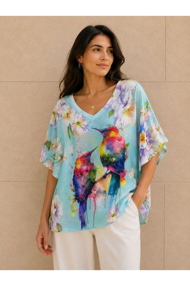 Women's New Season Digital Mercerized Blouse 40-46