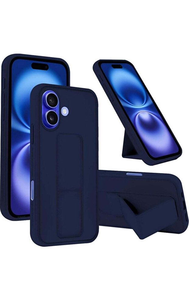 iPhone 16 Plus Blue Magnetic Car Mount Case – Premium Silicone with Multi-Stand Kickstand & Hand Strap