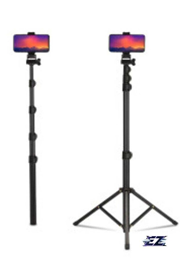 Aluminum Extendable Cell Phone Tripod Stand with Selfie Stick Tripod & Phone Clip - Adjustable, Lightweight & Sturdy
