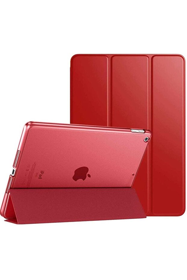 iPad 10.2 Case - Slim Translucent Hard PC Protective Smart Cover with Stand for iPad 9th/8th/7th Generation (Red)