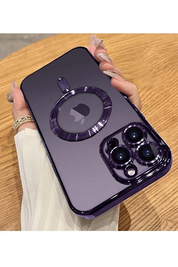 iPhone 14 Pro Max Case with Camera Lens Protector, MagSafe Compatible, Magnetic, Shockproof - Purple