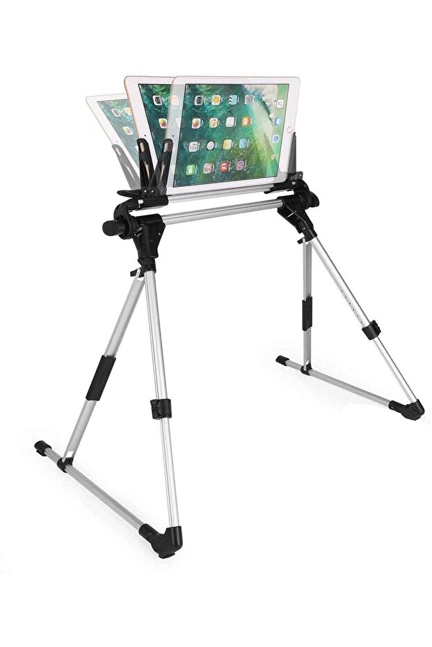 Tablet Holder, 360 Adjustable Phone/Tablet Stand with Steel Arm, Lazy Mount Tablet Clamp