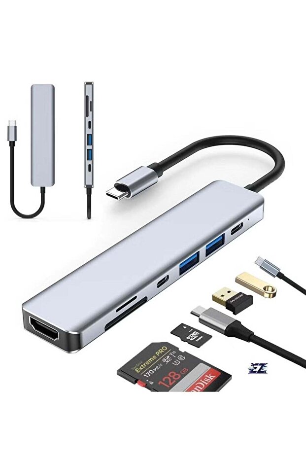 7-in-1 USB C Hub with 4K HDMI, 2 USB 3.0, USB 2.0, USB C, SD/TF Card Reader & 100W PD
