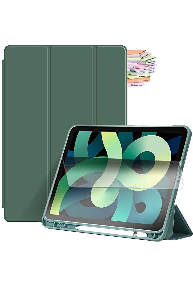 Case for New iPad Air 5th Generation (2022)/iPad Air 4th Generation (2020) 10.9 Inch, with Screen Protector and Auto Wake/Sleep Cover, Dark Green