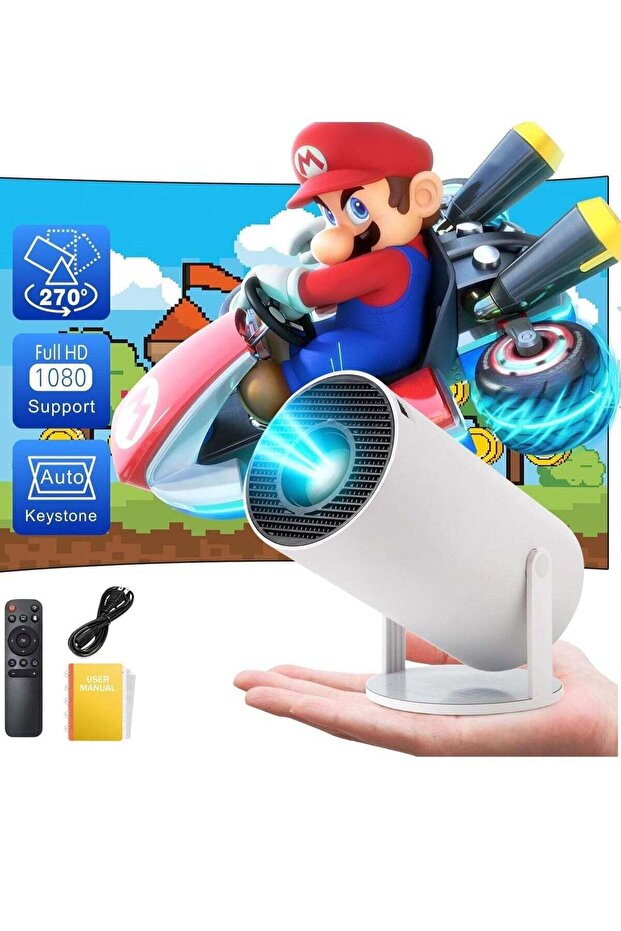 Compact 4K Mini Projector – Smart and Versatile with 1280P Resolution and Auto Keystone Correction