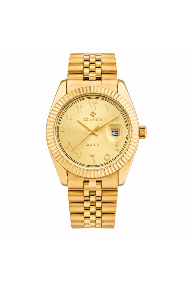 Royale Men's Luxury Watch – Arabic Numeral Dial, Fluted Bezel, Date Display & Premium Stainless Steel Jubilee Bracelet