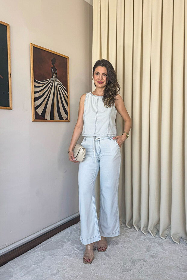 Premium Light Wash Denim Double Set