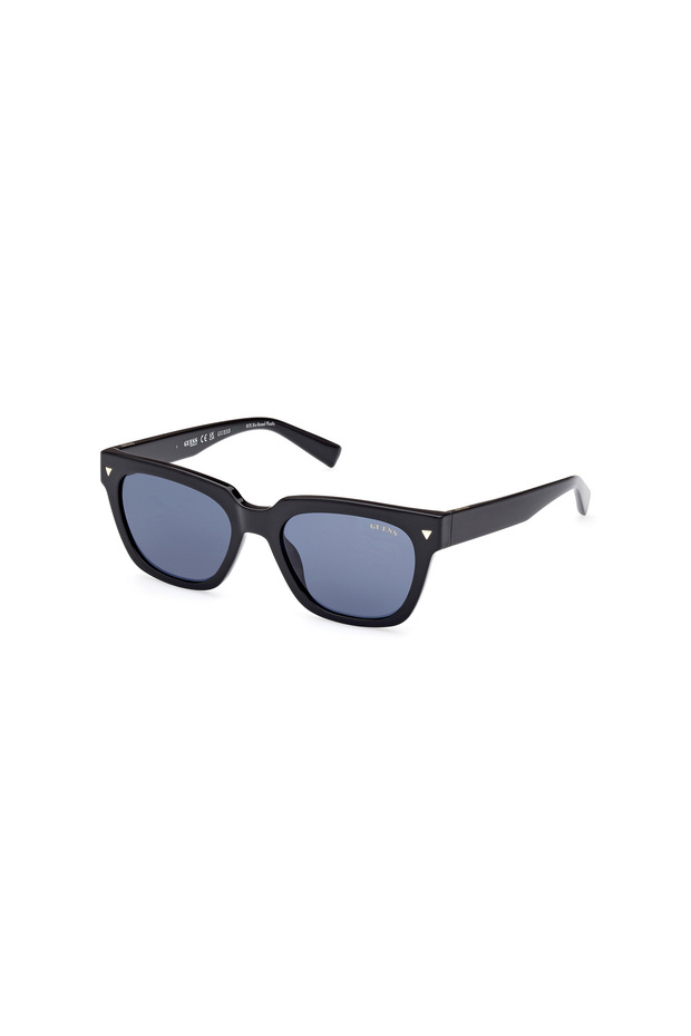Shiny Black / Blue Uv400 Injected Male Sunglasses