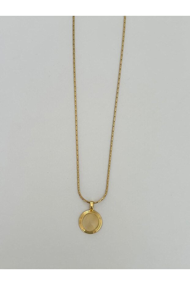 Special Design White Stone Round Model Gold Color Necklace