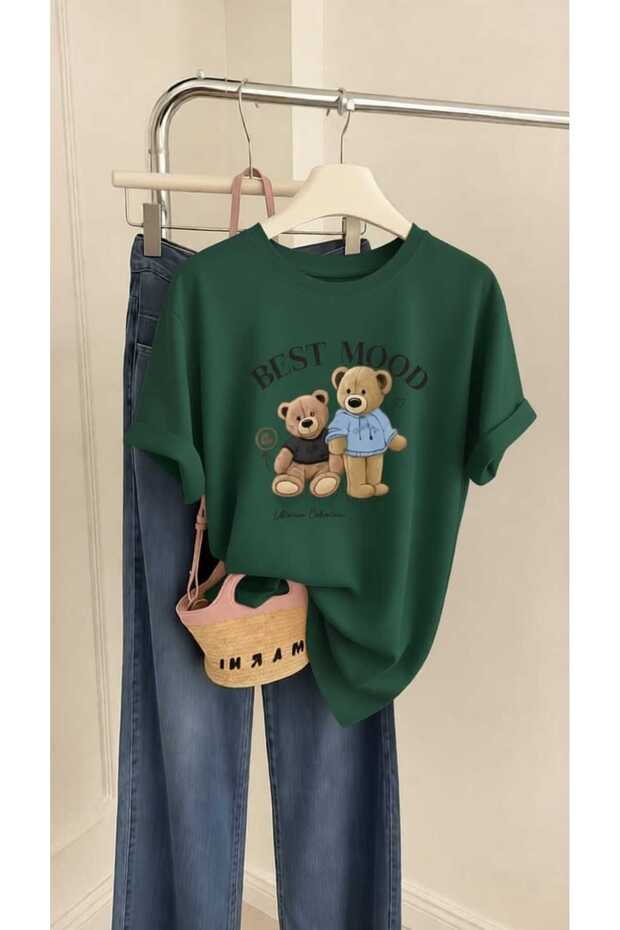Best Mood Teddy Bear Printed Oversize Cotton T-Shirt
