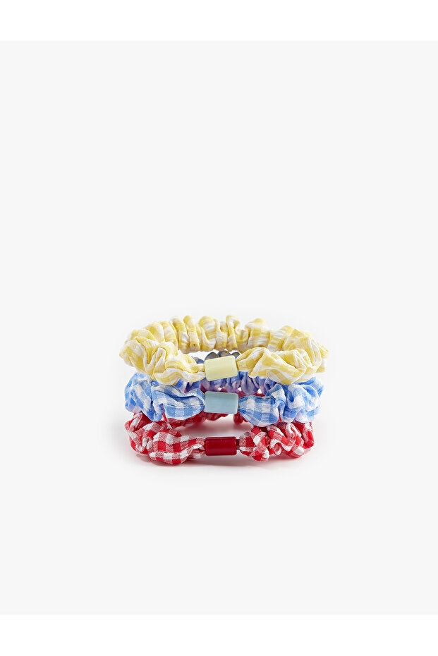 Set of 3 Gingham Elastic Hair Clips
