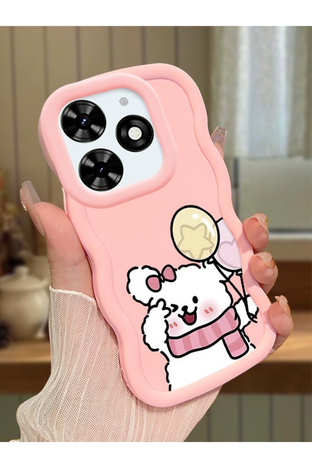 Tecno Spark Go 2024 Compatible Case Camera Protector Pink Silicone Couple Phone Case Cat Pattern