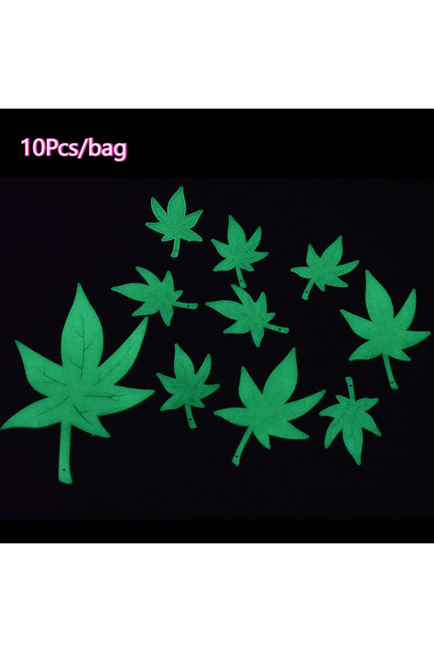 10pcs 10pcs Luminous Maple Leaf Wall Stickers,Luminous Leaves,Christmas Green Plants Fluorescent Pat