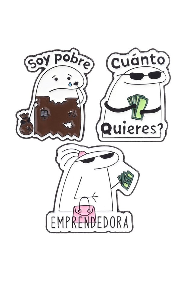 TZ2556 Rich Poor Flork Memes Enamel Pins Spanish Quotes Soy pobre EMPRENDEDORA Brooches Badges Cute