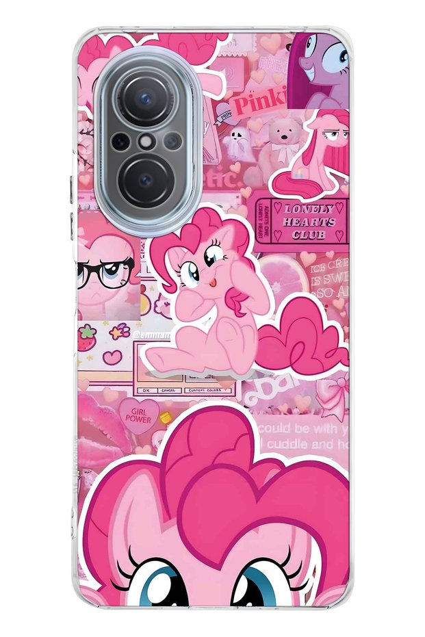 Huawei Nova 9 Se Compatible Pink Pony Patterned Transparent Phone Case