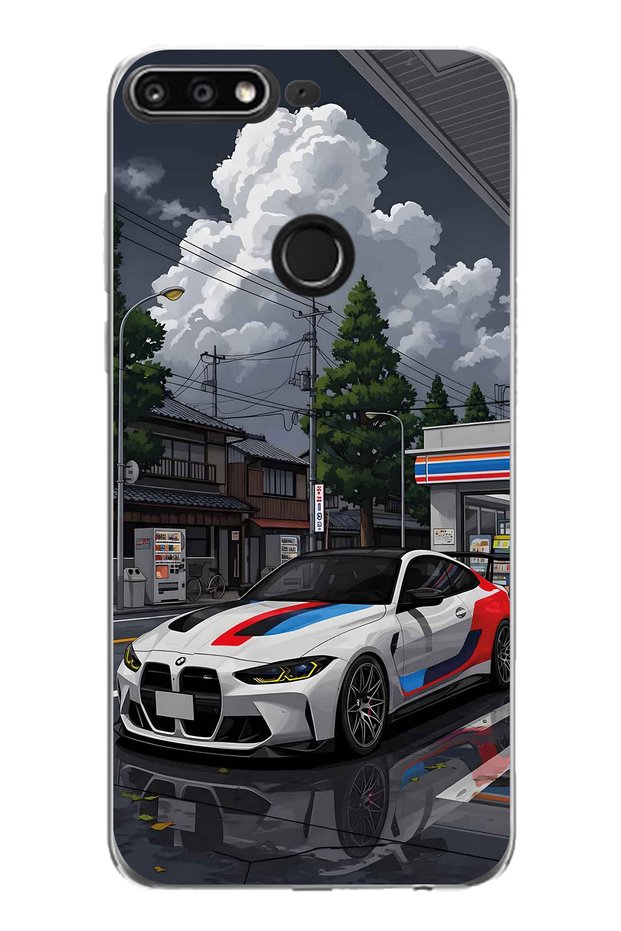 Huawei Y7 2018 Compatible Bmw Patterned Transparent Phone Case