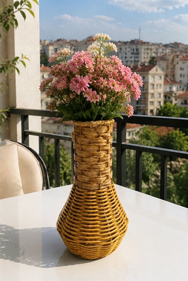 Rattan 4204 Vase - Decorative Desktop Flower Holder Multi-Purpose Woven Rattan Vase