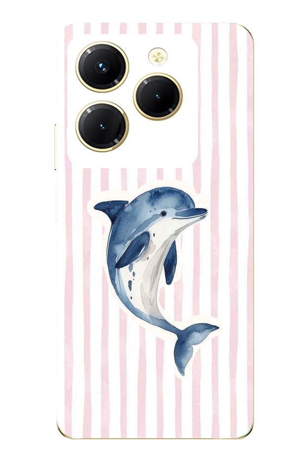 Infinix Hot 40I Compatible Pastel Dolphin Patterned Transparent Phone Case
