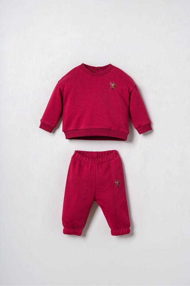 Baby Boy Embroidered Burgundy Long Sleeve Pajama Set Usb3170-C-V1